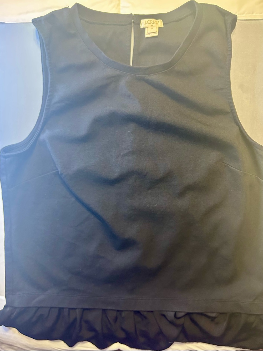 J.Crew Women’s Medium Black Ruffle Hem Sleeveless Top